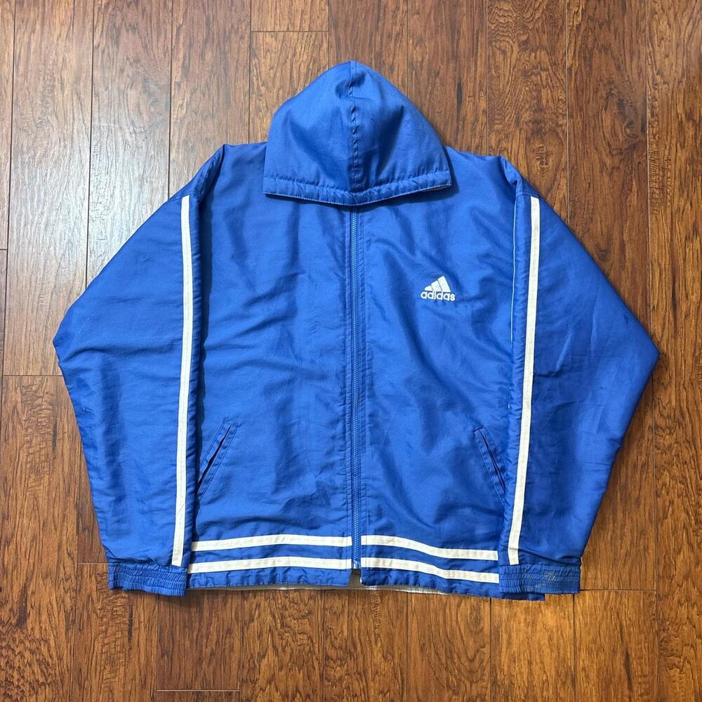 Vintage Rare Adidas Y2K Reversible Detachable Hood Windbreaker Jacket
